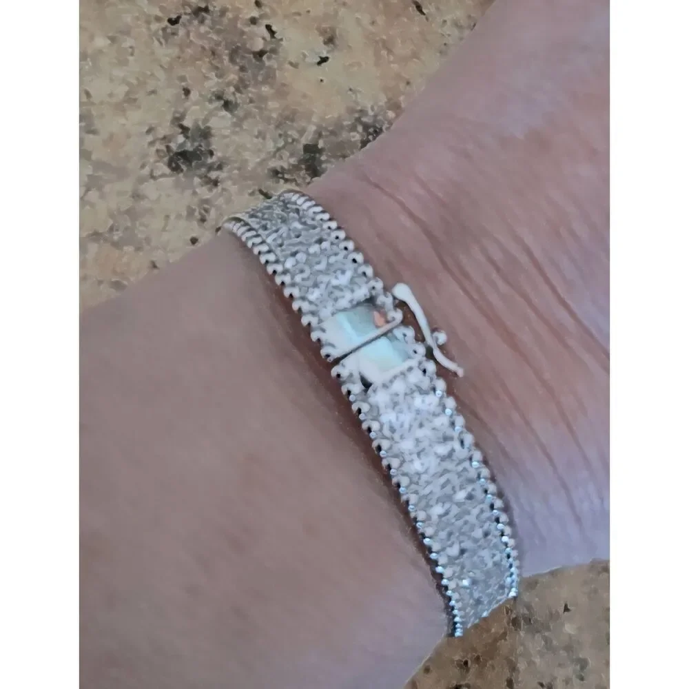 CERTIFIED Genuine Moissanite Diamond 10.8Ct.VVS1 Round Pave Wide Bangle Bracelet